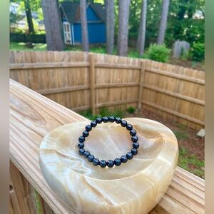 Russian Shungite Mineral Black Round Bead Bracelet 8mm